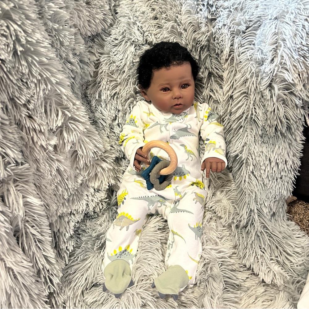 African American Reborn Baby Doll Cloth Body Silicone Vinyl Limbs & Accessories